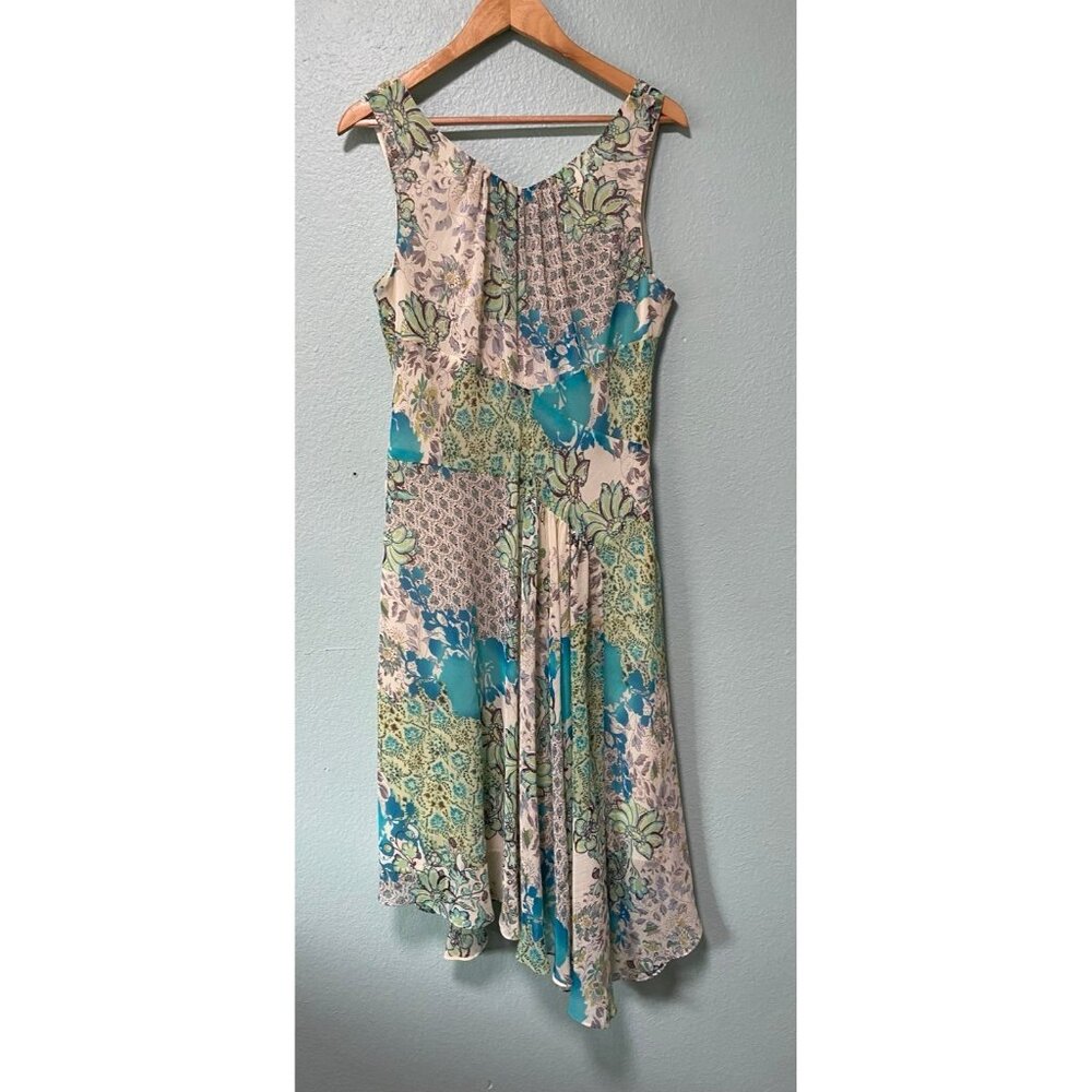 Vintage Evan Picone Women's Blue Green Boho Sleeveless Midi Dress Size‎ 16